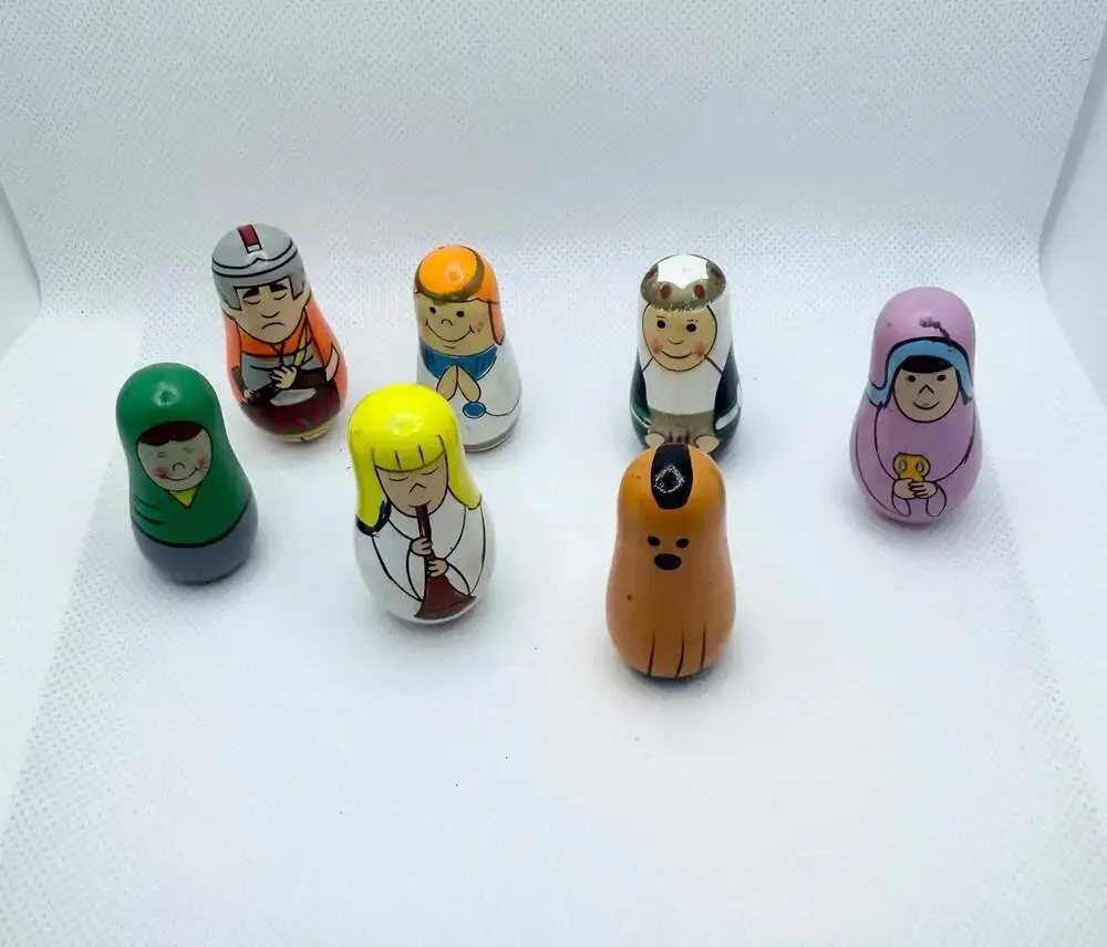 Vintage Hand-Painted Wooden Peg Partial Nativity Set Weebly-style